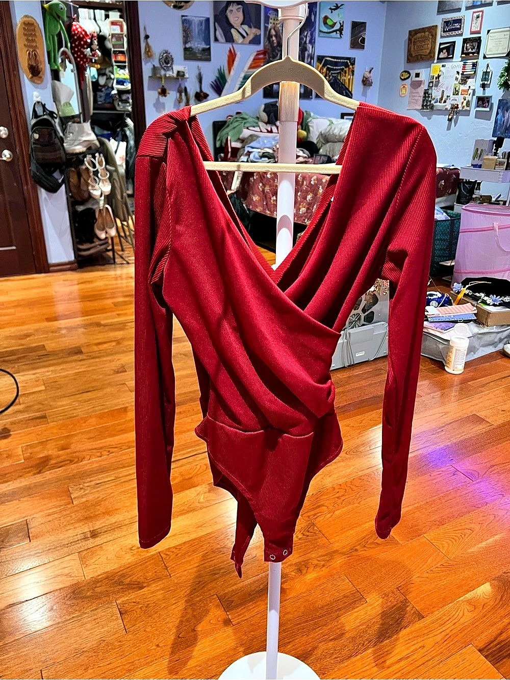 Red Long Sleeve Bodysuit Size Small Like New
